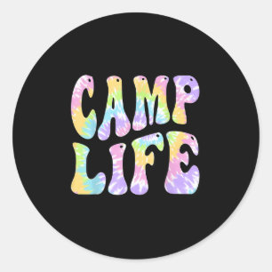 Camping Summer For Girls Summer Camp Tie-die Retro Classic Round Sticker