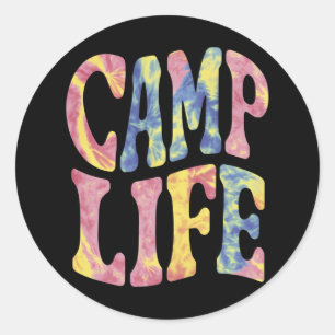Camping Summer Girls Camp Life Tie-Die Retro  Classic Round Sticker