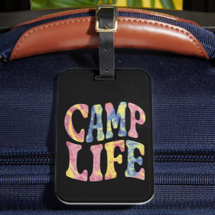 Camping Summer Girls Camp Life Tie-Die Retro  Luggage Tag