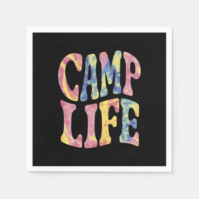 Camping Summer Girls Camp Life Tie-Die Retro  Napkin (Front)
