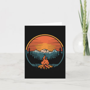 Camping Sunset Campfire Retro Camp Camper Vintage Card