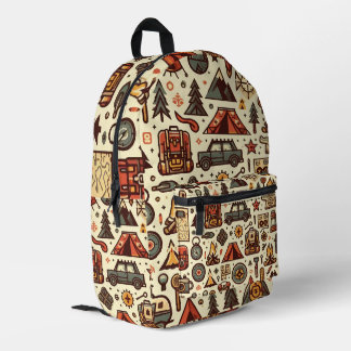 Camping Symbols Printed Backpack