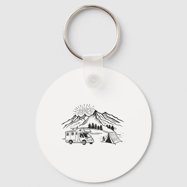 Camping Tee Tent Adventure And Campfire Mountain H Key Ring (Front)