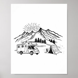 Camping Tee Tent Adventure And Campfire Mountain H Poster