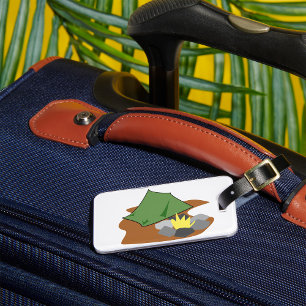 Camping Tent and Campfire Outdoor Adventure Luggage Tag