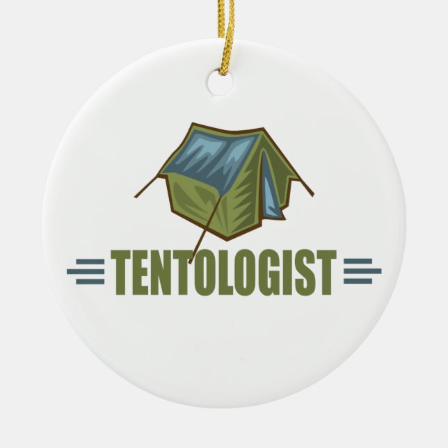 Camping, Tent Ceramic Tree Decoration (Front)