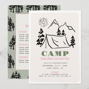 Camping Tent Mountain Bachelorette Party Invitation