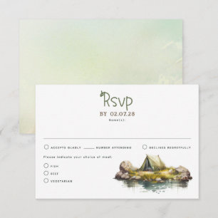 Camping Tent Nature Themed Wedding RSVP Cards