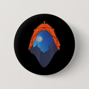 Camping Tent Night Scene _ Wolf Howling at the 6 Cm Round Badge
