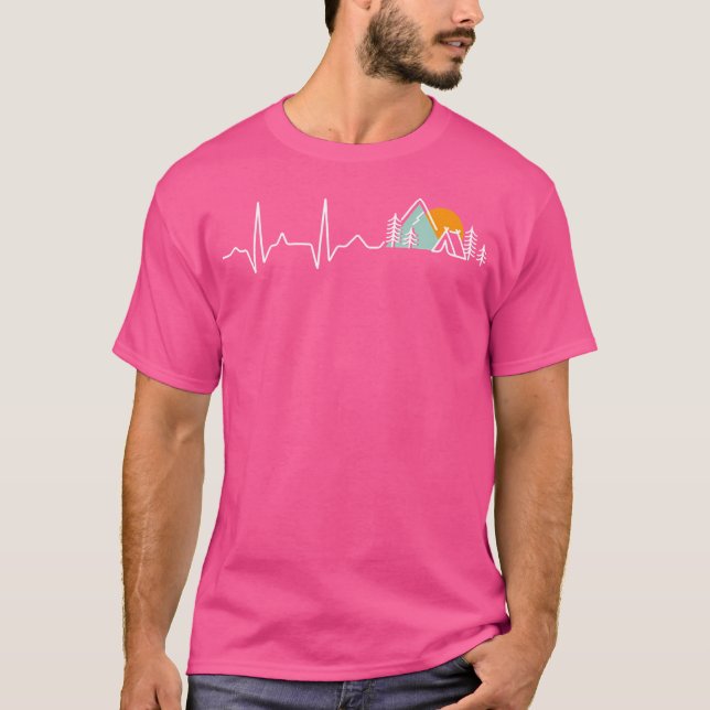 Camping Tent Pitches Natur Landscape Heart Frequen T-Shirt (Front)