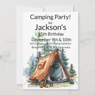 Camping Tent, Scene Birthday Invitation