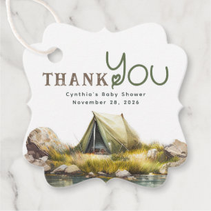 Camping Tent Wild Nature Scene Thank You Wedding Favour Tags