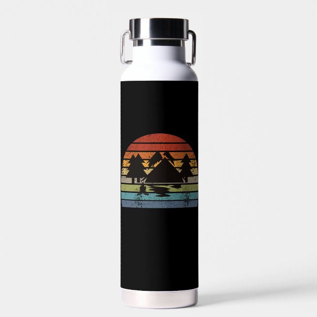 Camping Tents Retro  Water Bottle (Front)