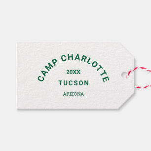 Camping Theme Bachelorette Forest Green Crest  Gift Tags