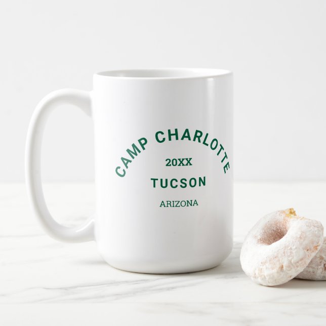 Camping Theme Forest Green Camp Crest Bachelorette Coffee Mug (With Donut)
