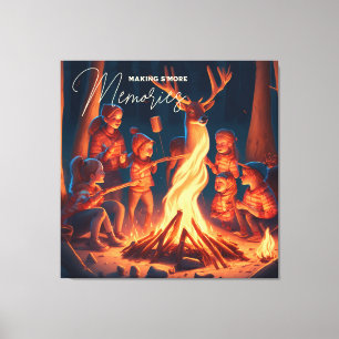 Camping Themed Art   Making S'mores  Canvas Print