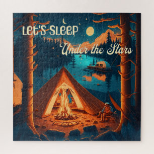 Camping Themed Art   Sleep Under the Stars Jigsaw Puzzle