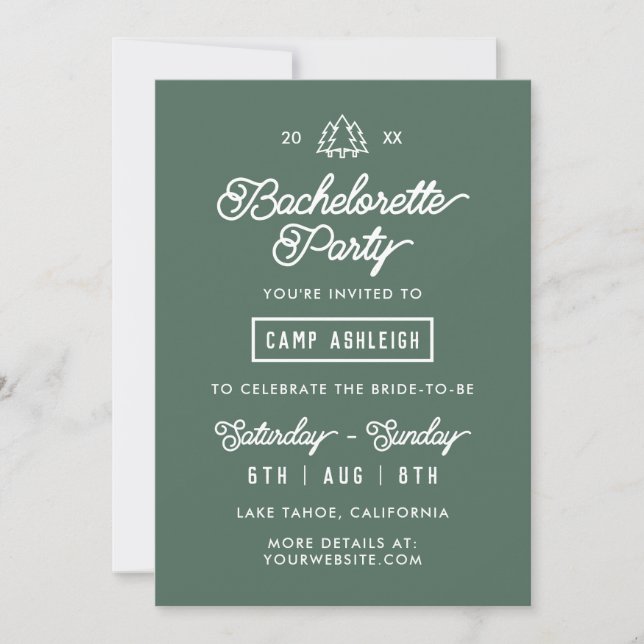 Camping-Themed Bachelorette Party Rustic Adventure Invitation (Front)