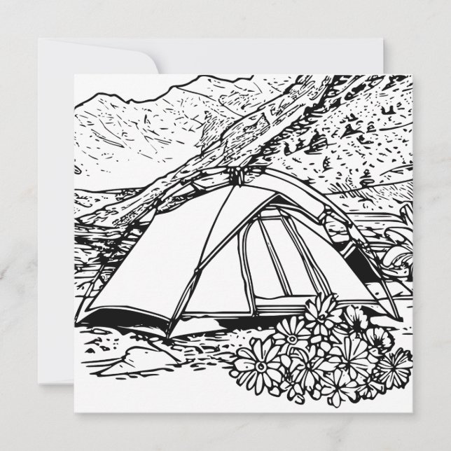 Camping Themed Colouring Card (Front)