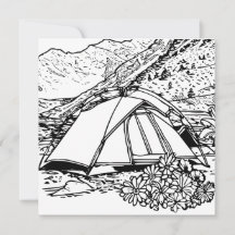 Camping Themed Colouring Card