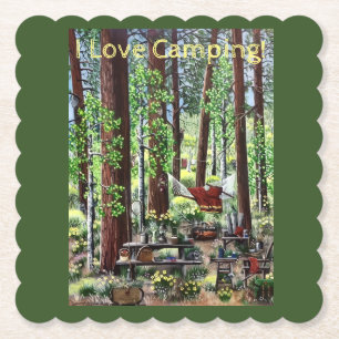 Camping Throw Pillow Paper Coaster