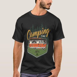Camping Time Let's Go Forest Green Car Summer T-Shirt
