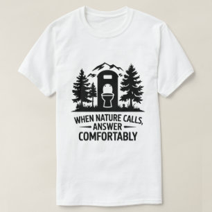Camping Toilet Humour Mountain Forest Graphic Art T-Shirt