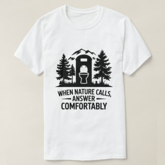 Camping Toilet Humour Mountain Forest Graphic Art T-Shirt