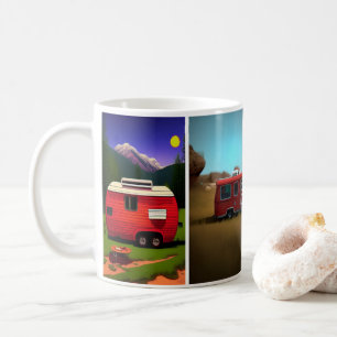 Camping trailers with 4 cute red trailers coffee mug