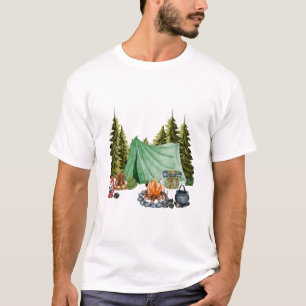 Camping Trip Campfire, Tent, Camping in the Woods T-Shirt
