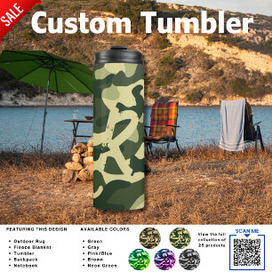 Camping Tumbler   ADD INITIAL Camouflage Kids Teen