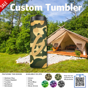 Camping Tumbler   ADD INITIAL Camouflage Kids Teen