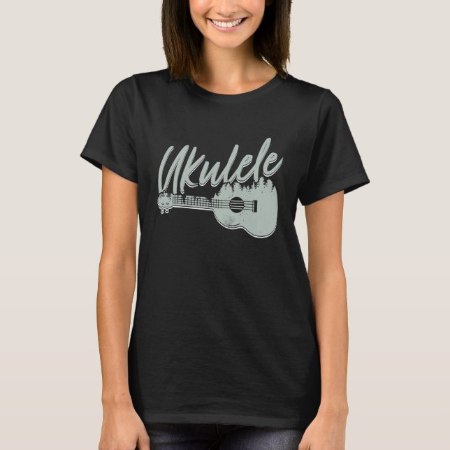 Camping Ukulele Player Outdoors Ukulele T-Shirt (Front)
