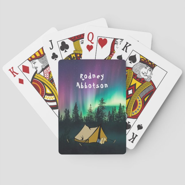 Camping under the Aurora Borealis - Personalise Playing Cards (Back)