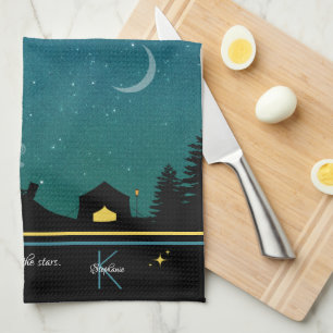 Camping Under the Stars Monogram Tea Towel