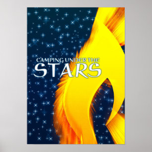 Camping Under the Stars Starshine and Campfire Poster