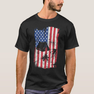 Camping USA American flag 4th Of July Outdoor Camp T-Shirt
