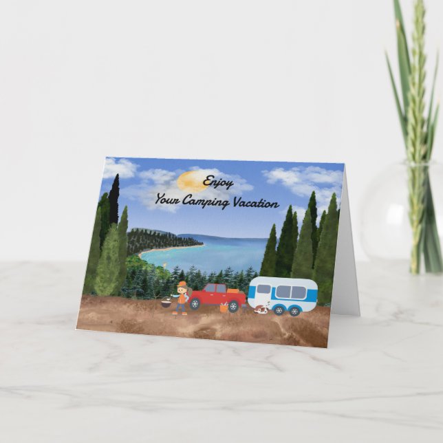 Camping Vacation Card with Pretty Scenic (Front)