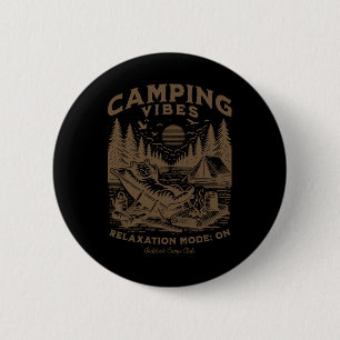 Camping Vibes Funny Cat Campfire Outdoor Nature Lo 6 Cm Round Badge
