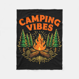 Camping Vibes Nature Lover Camper  Fleece Blanket