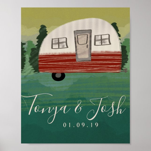 Camping Vintage Camper Bridal Shower Getaway   Poster (Front)