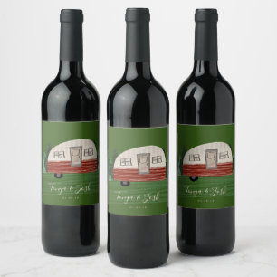 Camping Vintage Camper Bridal Shower Getaway Wine Label