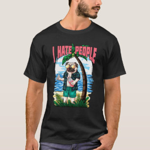 Camping & Vintage Hiking I Pug I Hate People I Ret T-Shirt