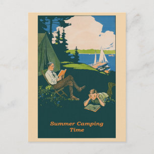 Camping Vintage Summer Travel Poster Postcard