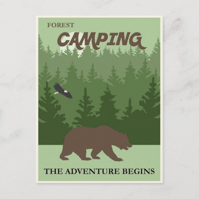 Camping Vintage Travel Poster Postcard (Front)
