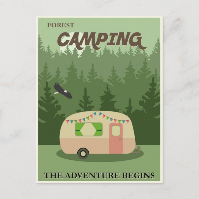 Camping Vintage Travel Poster Postcard (Front)