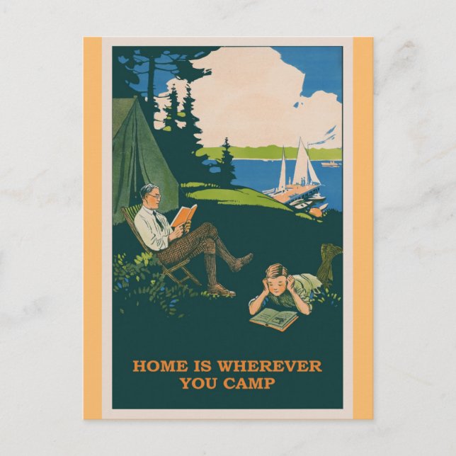 Camping Vintage Travel Poster Postcard (Front)