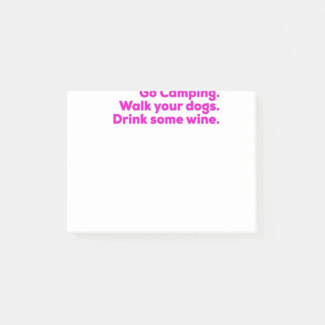 Camping walk dogs drink wine funny happy camper post-it notes (Front)