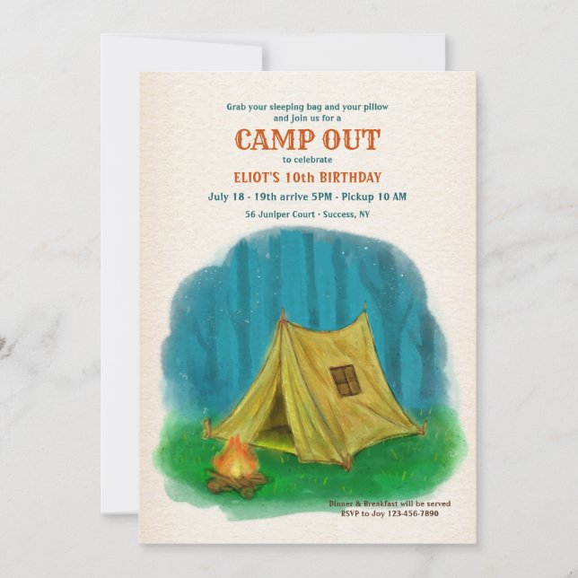 Camping Watercolor Invitation (Front)