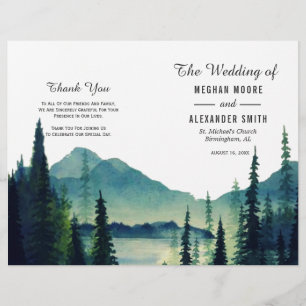 Camping Wedding Folded Wedding Program
